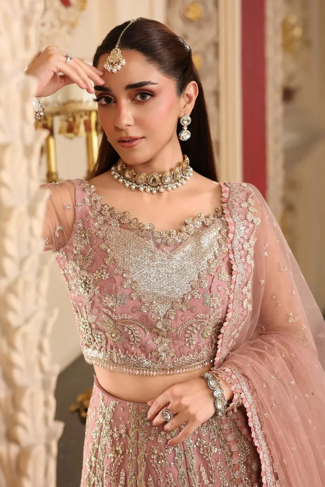 Elaf - Luxury Net Embroidered 3 Piece Unstitched - ESH-02 - GLAMOROUS - Image 3