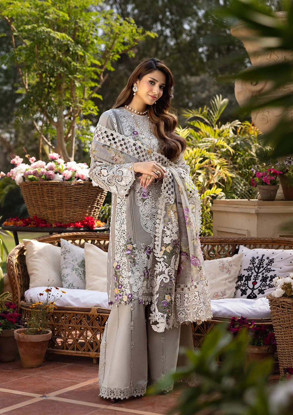 Elaf Premium Embroidered Luxury Lawn Unstitched 3Pc Suit ELM-05 RAMSHA - Image 2