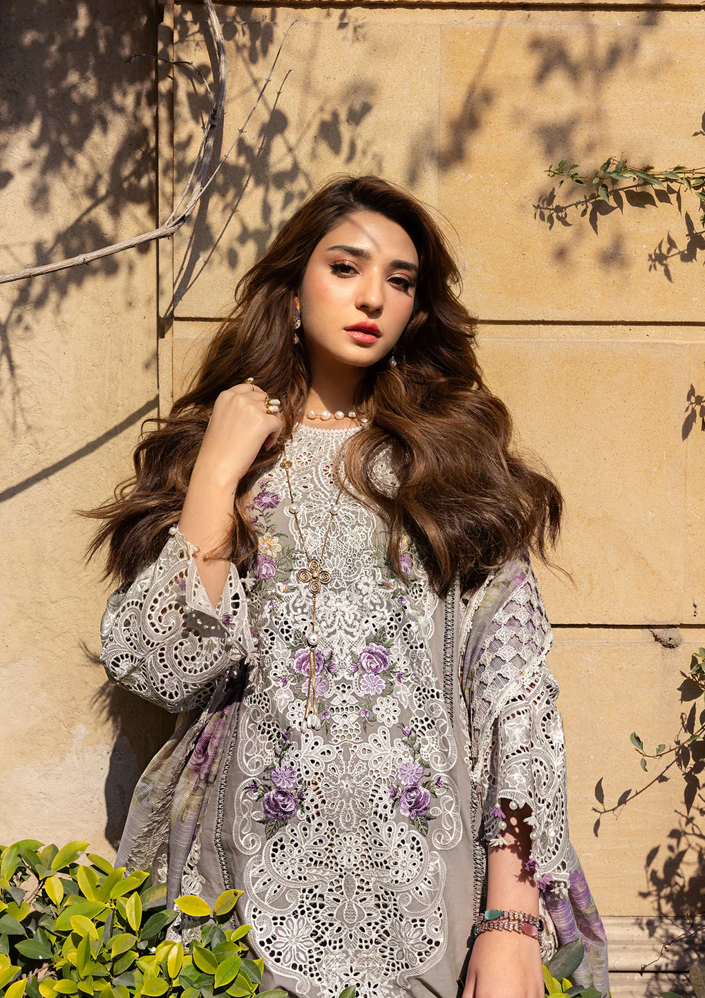 Elaf Premium Embroidered Luxury Lawn Unstitched 3Pc Suit ELM-05 RAMSHA - Image 6