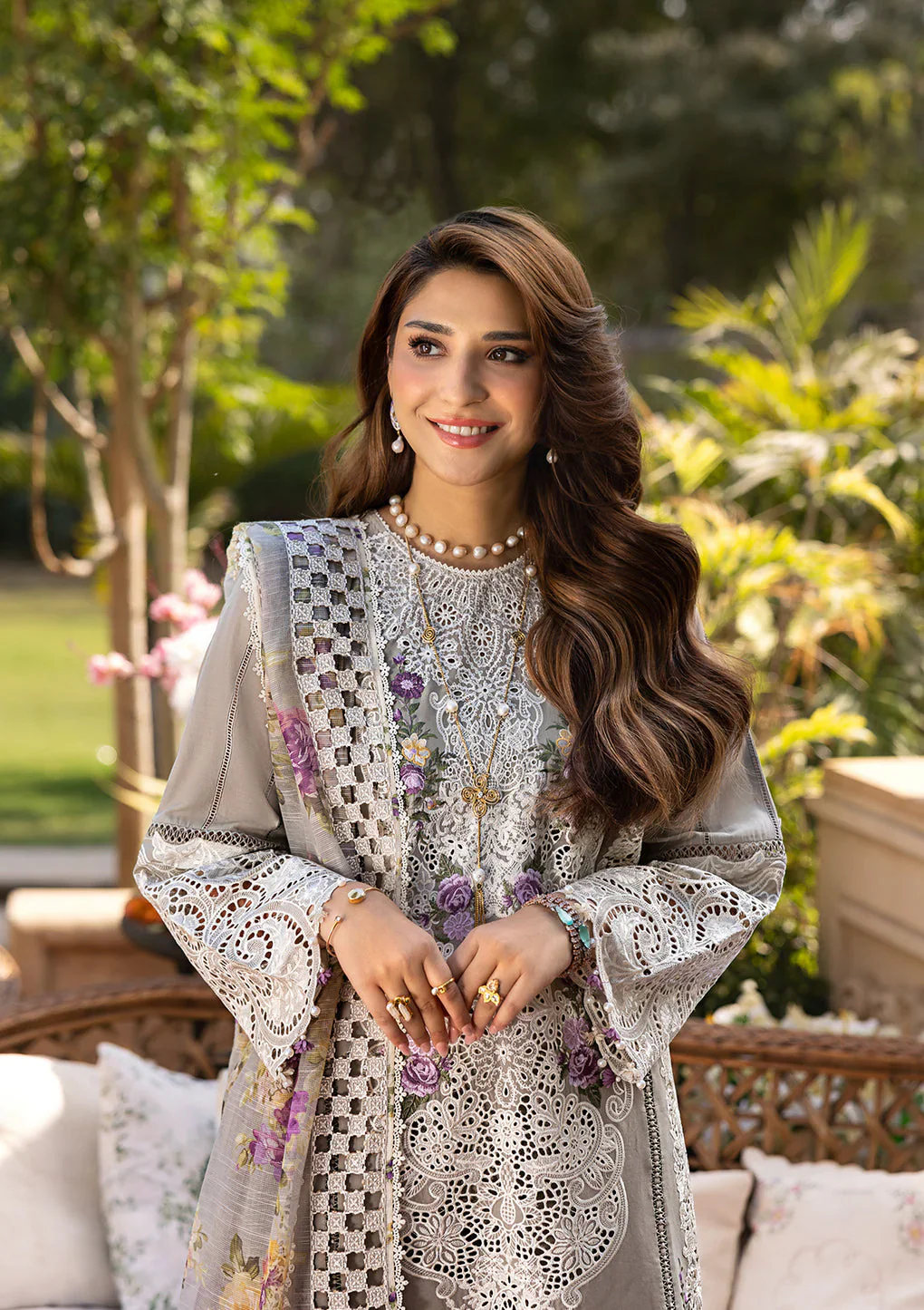 Elaf Premium Embroidered Luxury Lawn Unstitched 3Pc Suit ELM-05 RAMSHA - Image 7