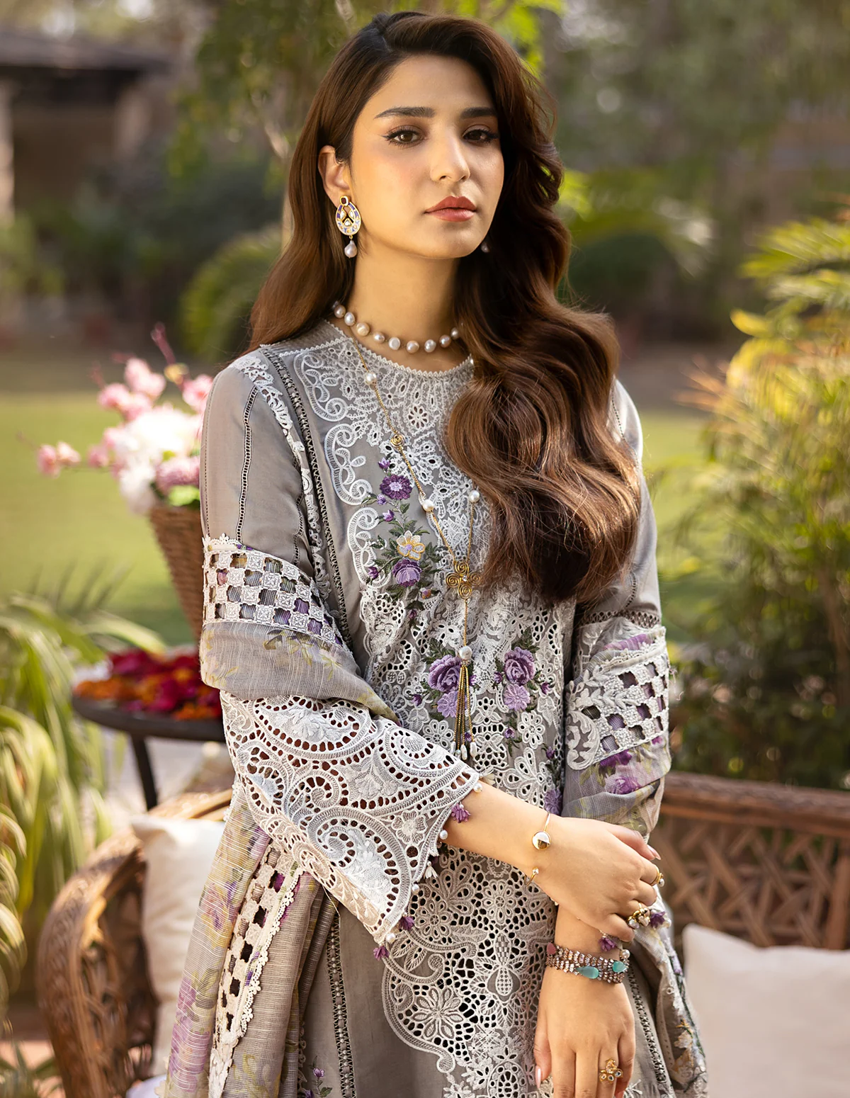 Elaf Premium Embroidered Luxury Lawn Unstitched 3Pc Suit ELM-05 RAMSHA - Image 8