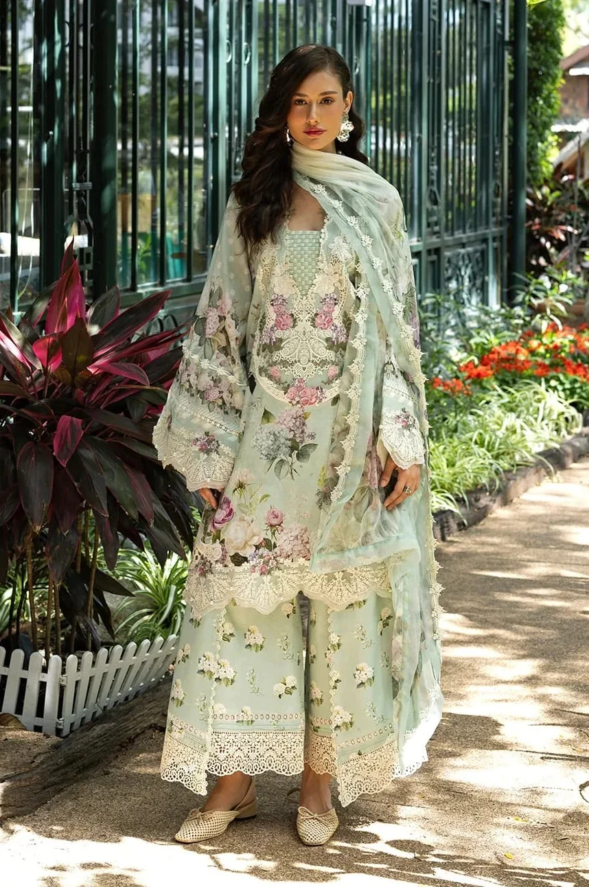 Elaf Premium Lawn Embroidered 3 Piece Unstitched - ESA-4B - Image 2