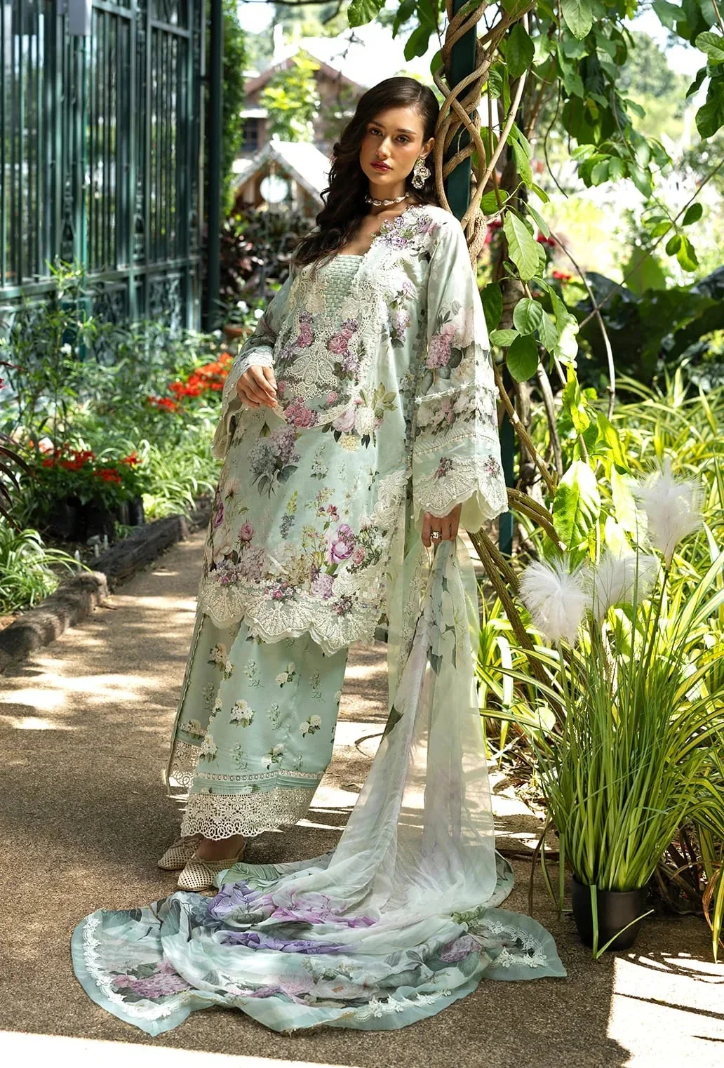 Elaf Premium Lawn Embroidered 3 Piece Unstitched - ESA-4B - Image 4