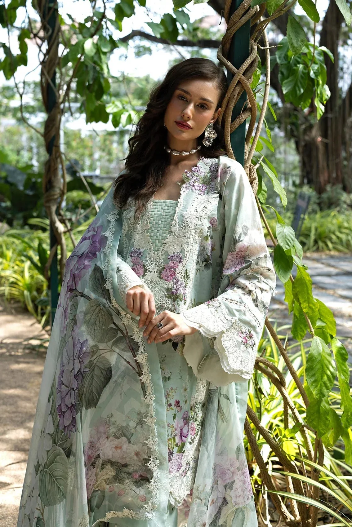 Elaf Premium Lawn Embroidered 3 Piece Unstitched - ESA-4B - Image 9