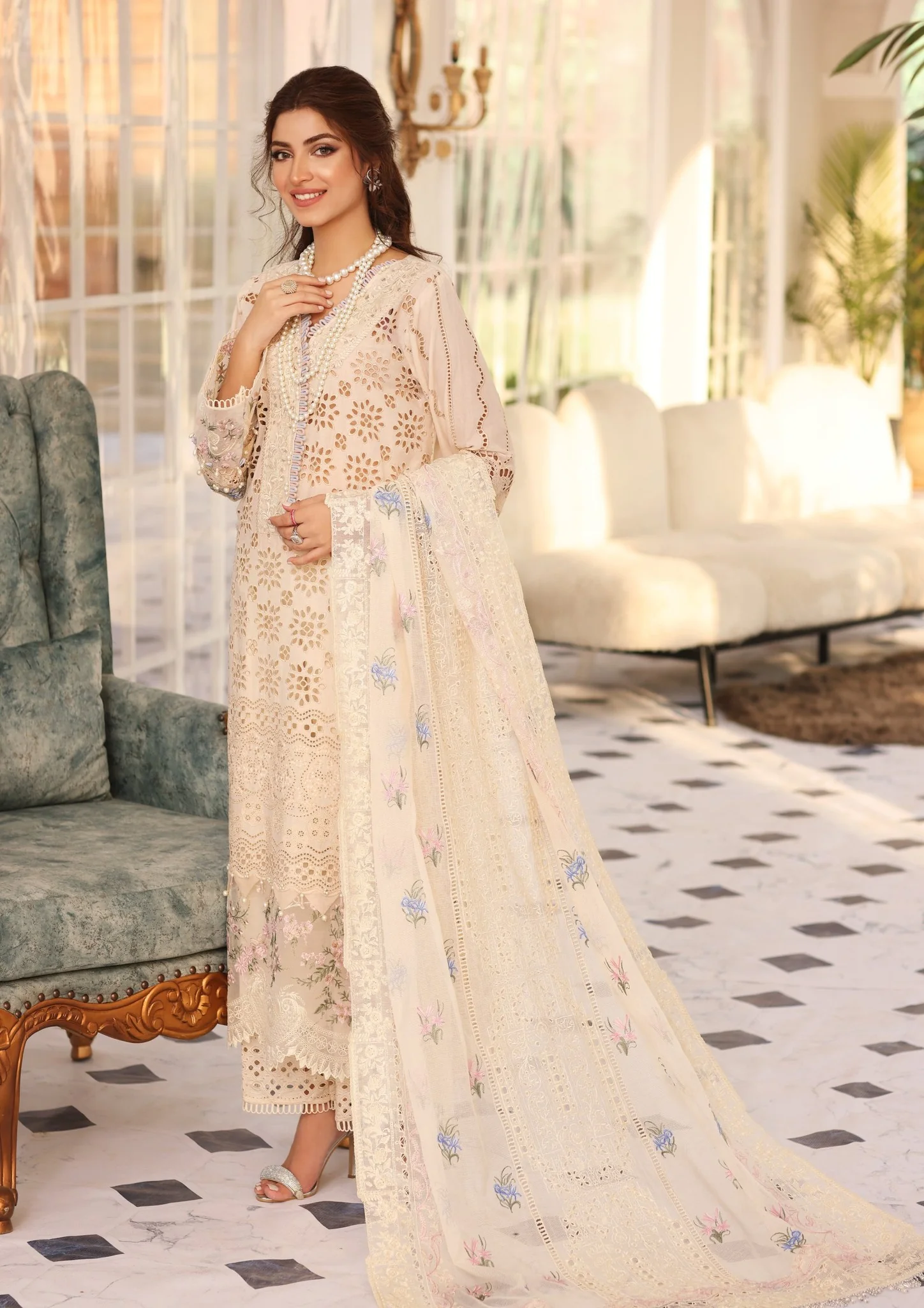 Elaf Premium Luxury Lawn Embroidered 3 Piece Unstitched -  ELC-07 Harmony - Image 3
