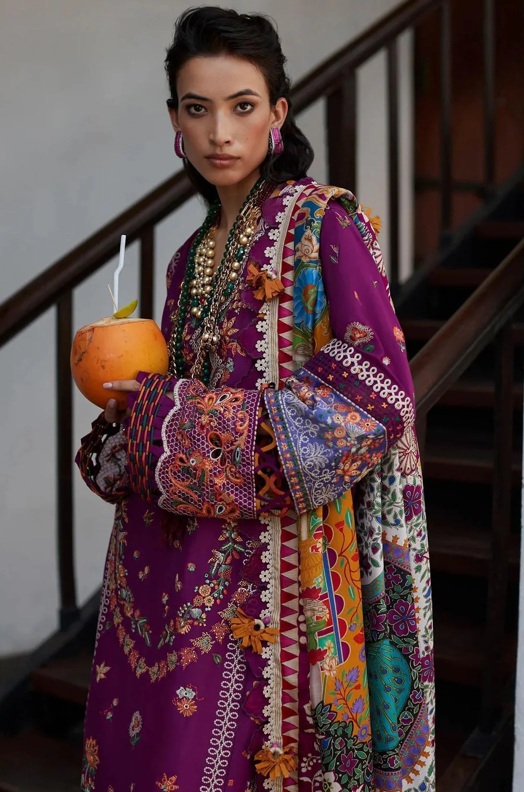 Elan Embroidered Lawn Suits Unstitched 3 Piece EL23-08 B Aalia - Summer Collection - Image 3