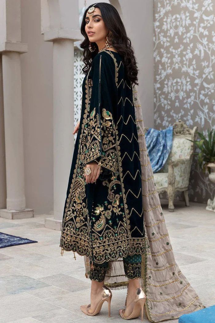 Emaan Adeel Luxury Velvet Collection 3 Pc Unstitched MK-2 Makhmal - Image 4