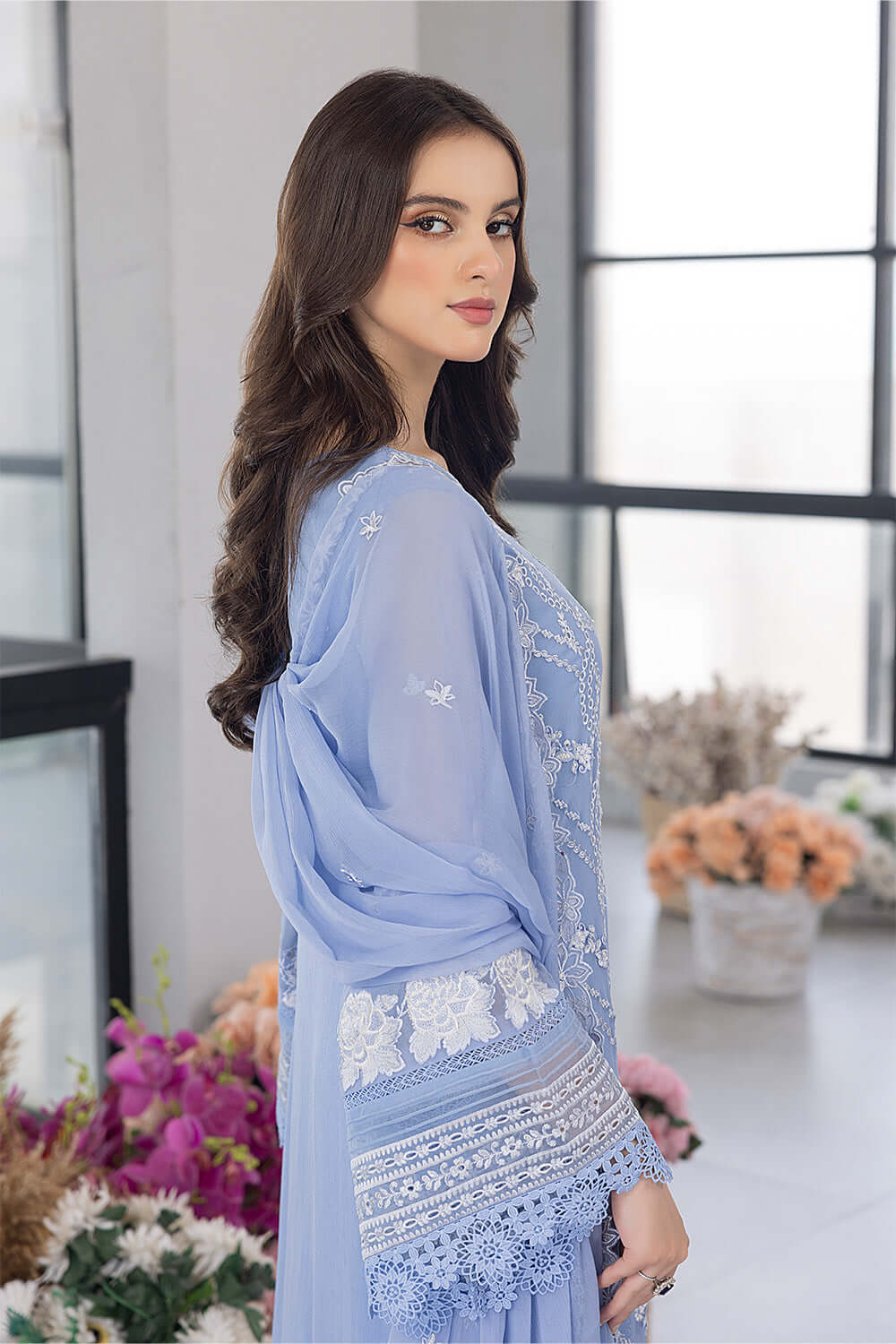 Ensembles By Azure Embroidered Chiffon Suits Unstitched 3 Piece AZU25 Fairy Glow - Image 5