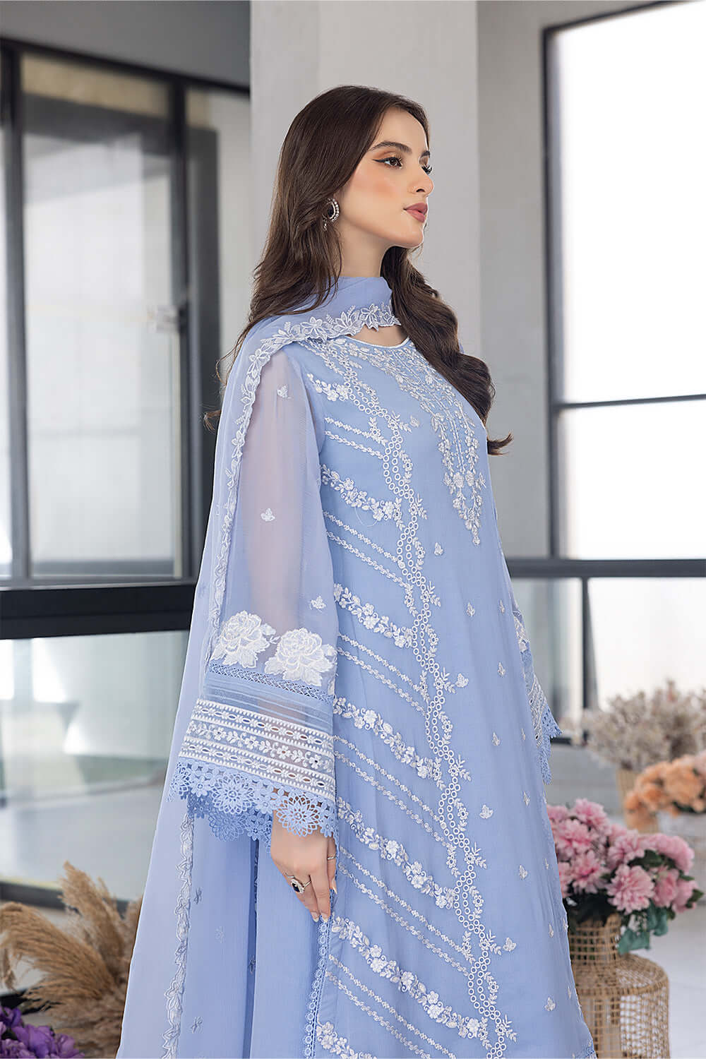 Ensembles By Azure Embroidered Chiffon Suits Unstitched 3 Piece AZU25 Fairy Glow - Image 6