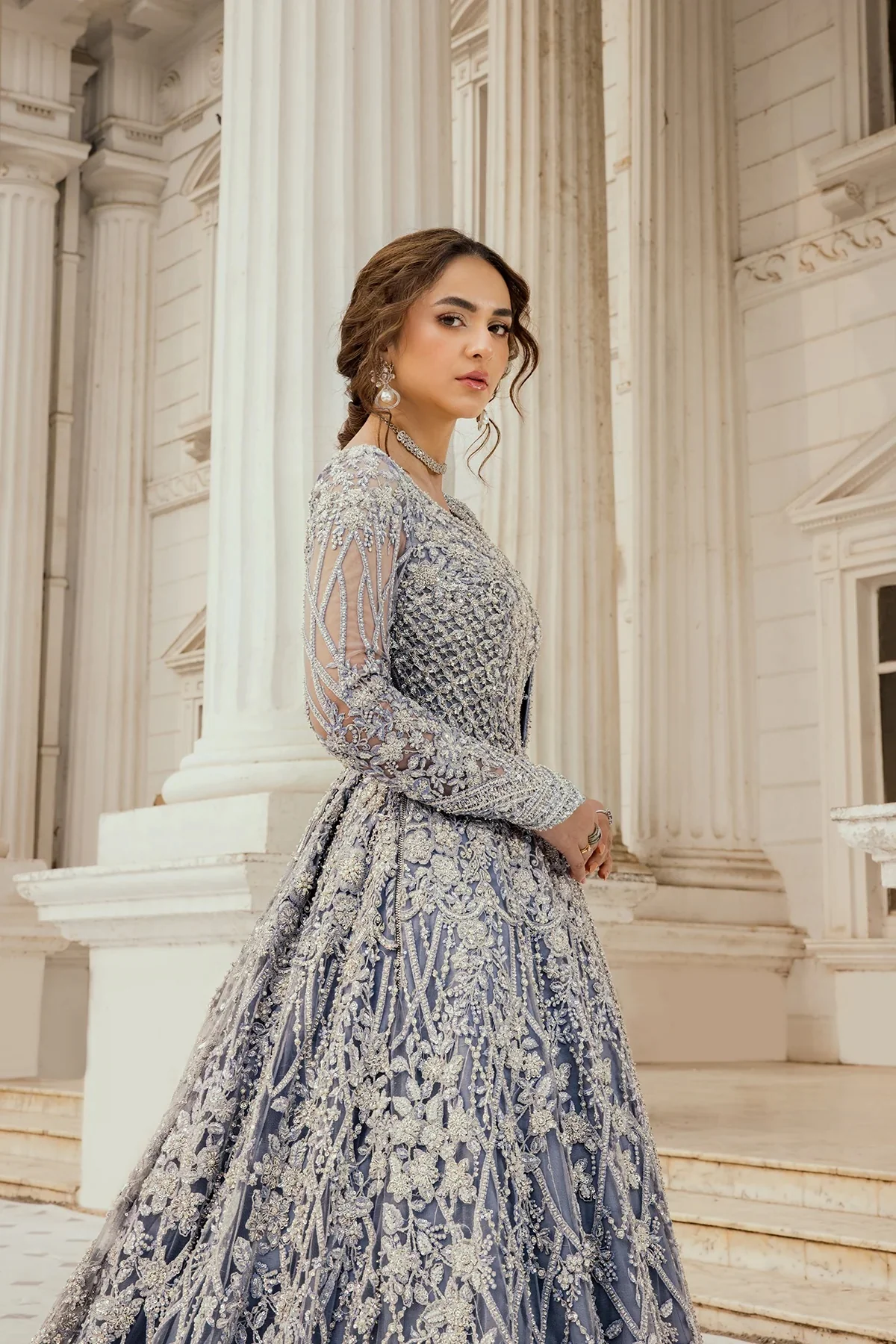 Erum Khan Luxurious Net Embroidered Unstitched 3 Piece Moonlit Majesty - Image 5