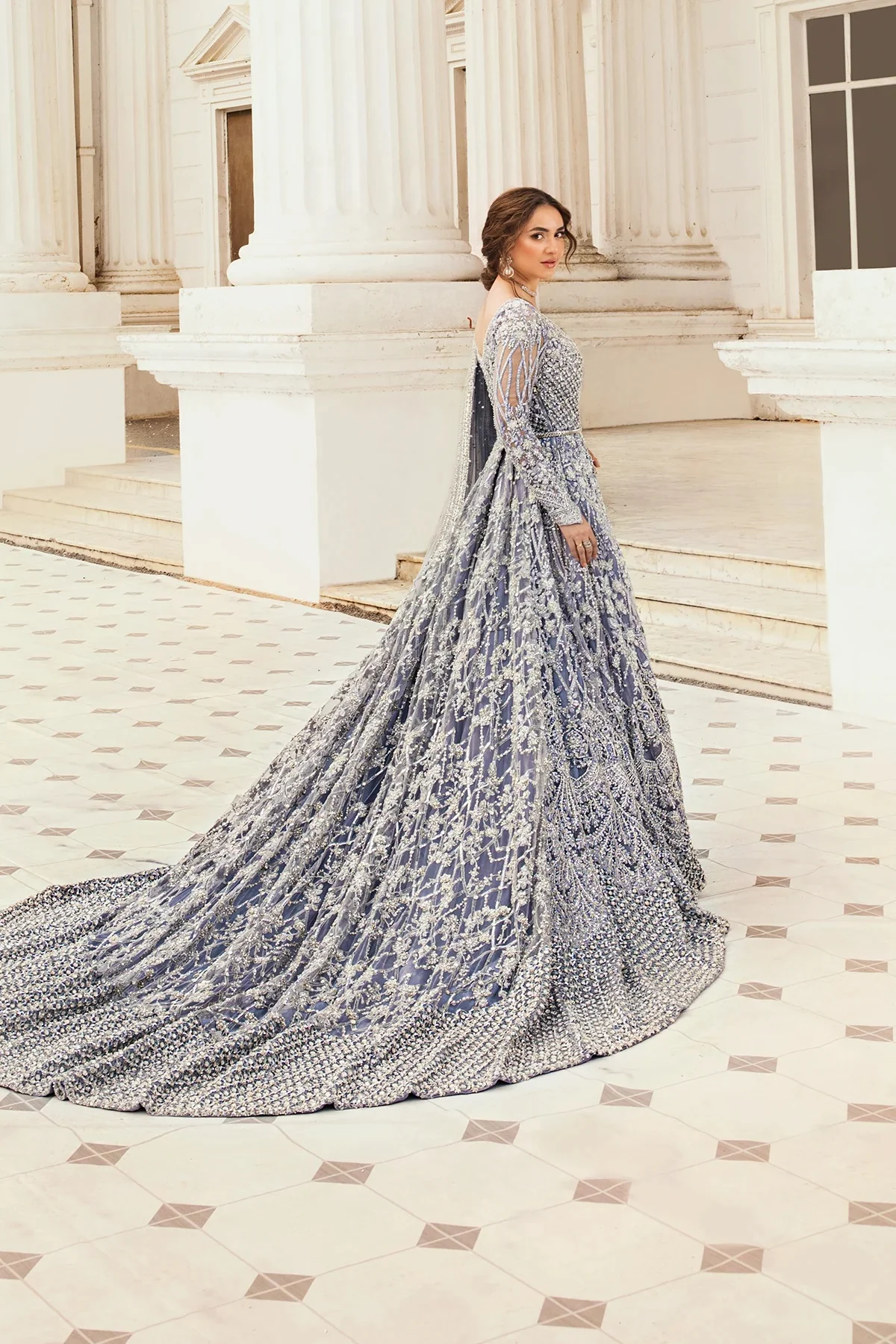 Erum Khan Luxurious Net Embroidered Unstitched 3 Piece Moonlit Majesty - Image 6
