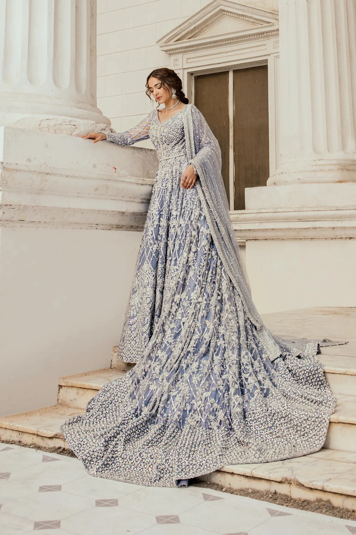 Erum Khan Luxurious Net Embroidered Unstitched 3 Piece Moonlit Majesty - Image 7