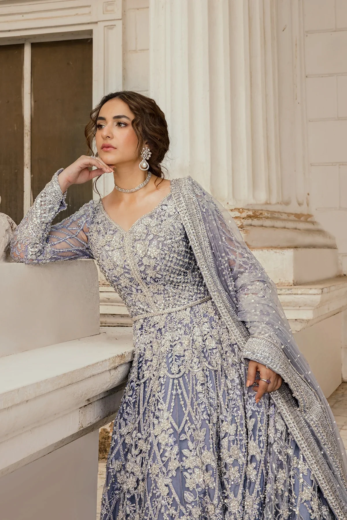 Erum Khan Luxurious Net Embroidered Unstitched 3 Piece Moonlit Majesty - Image 8