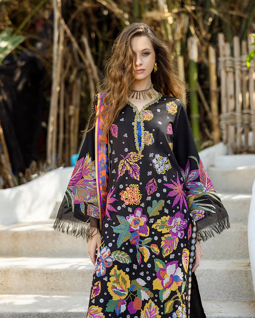 Esmel Nouveau Chapitre Unstitched 3Pc Lawn Suit EUNSS25-05 Amarin - Image 3