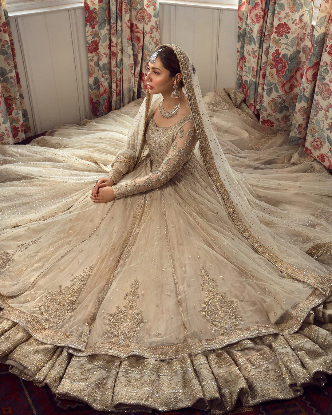 Faiza Saqlain Golden White Organza Bridal Wedding Edition Unstitched ANAMTA - Image 10