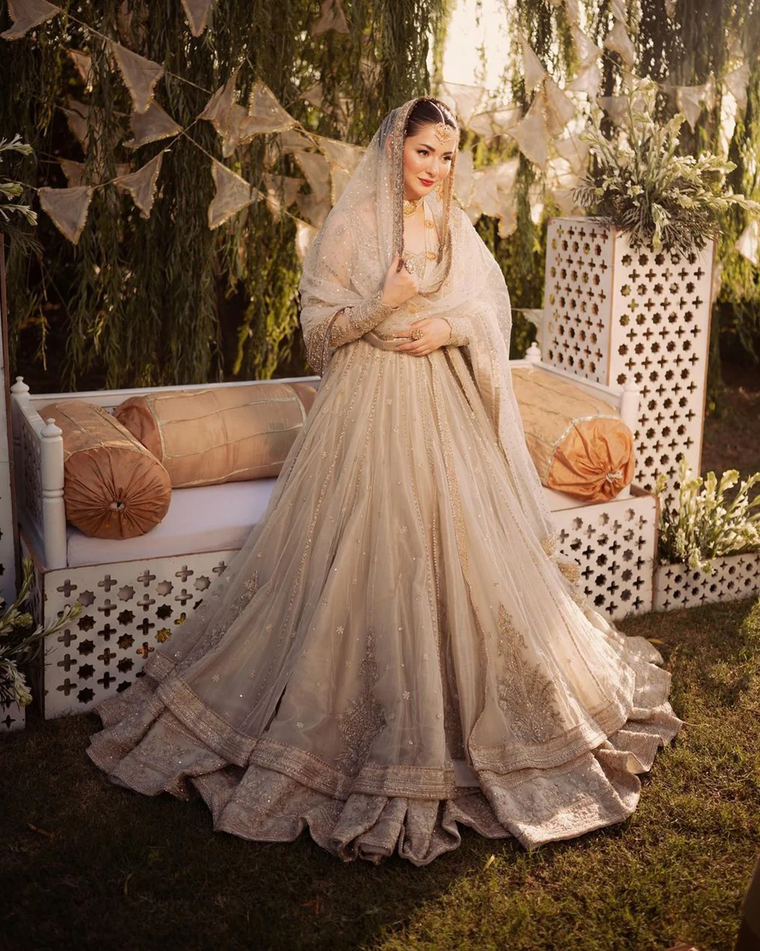 Faiza Saqlain Golden White Organza Bridal Wedding Edition Unstitched ANAMTA - Image 5