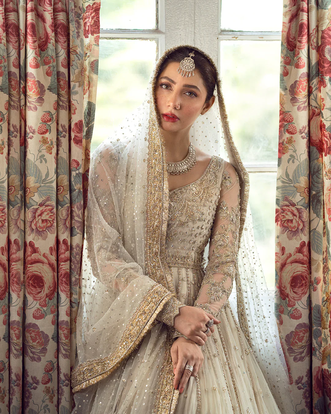 Faiza Saqlain Golden White Organza Bridal Wedding Edition Unstitched ANAMTA - Image 8