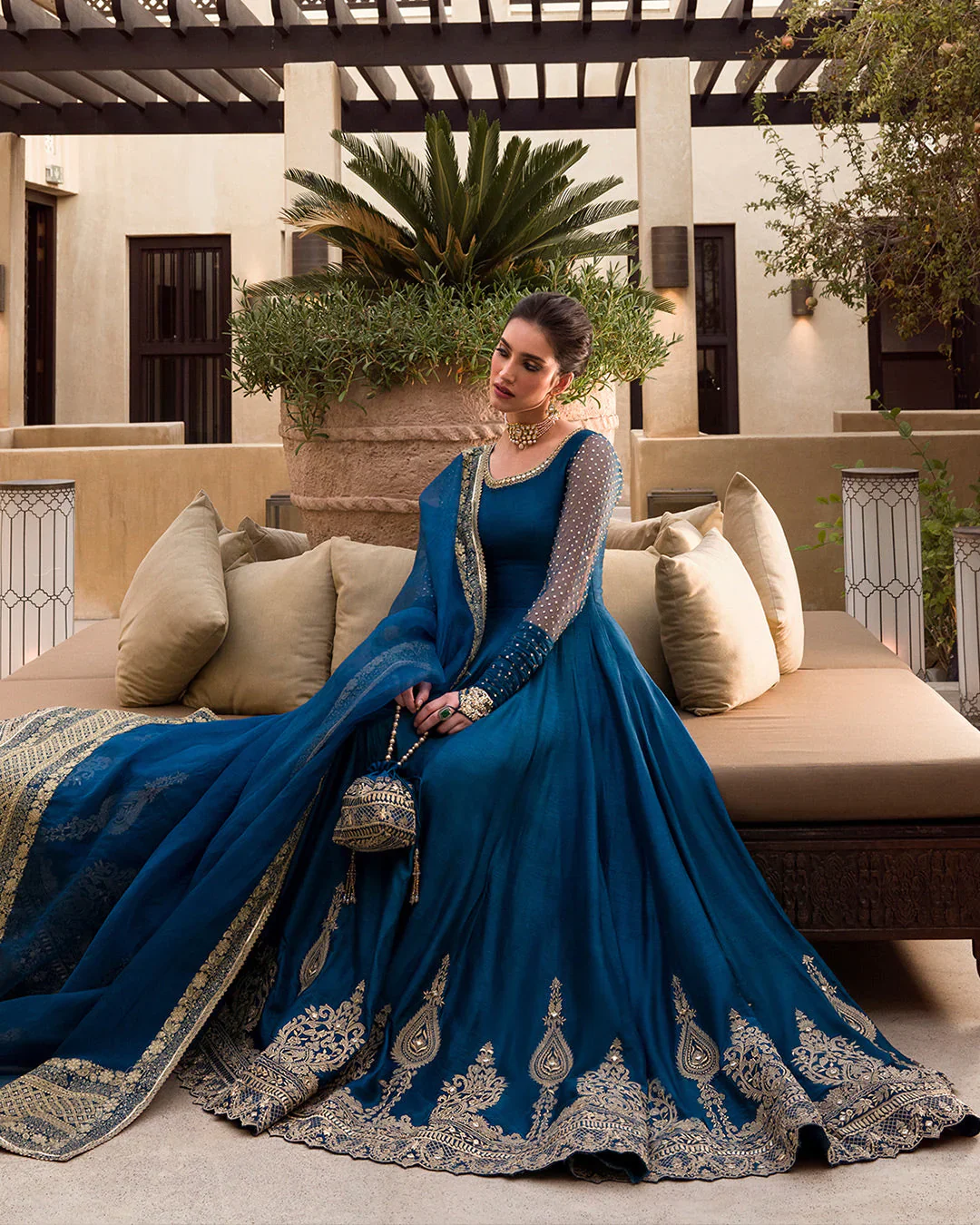 Faiza Saqlain Noor-e-Chashm Wedding Formals Chiffon Embroidered 3 Pieces Unstitched -Risma - Image 3