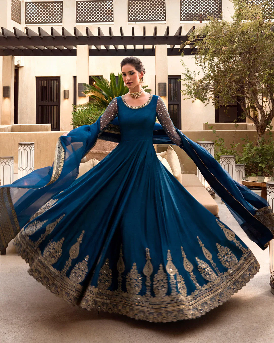 Faiza Saqlain Noor-e-Chashm Wedding Formals Chiffon Embroidered 3 Pieces Unstitched -Risma - Image 4