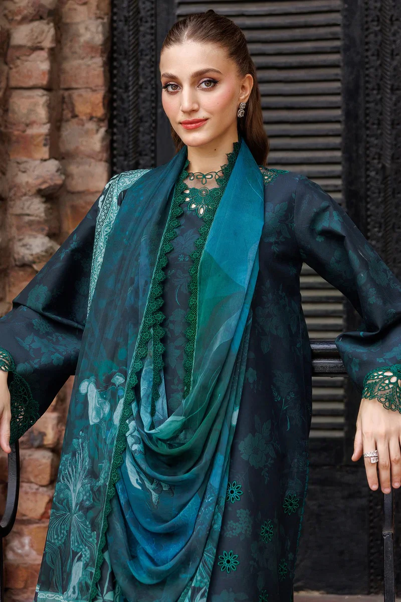 Farasha - Periveil - Luxury Lawn Embroidered 3 Piece Unstitched - Image 7