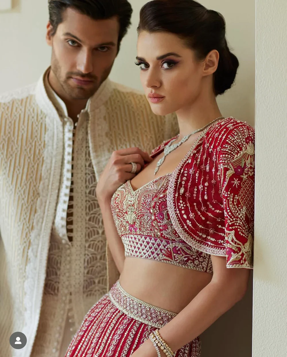 Faraz Manan Wedding Festive Luxury Organza Hand Emblishment Collection Ultimate Red - Image 5