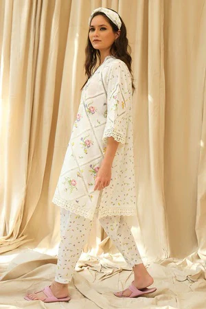 Farida Hassan - Luxury Lawn Embroidered 3 Piece Unstitched - Vanilla - Image 2
