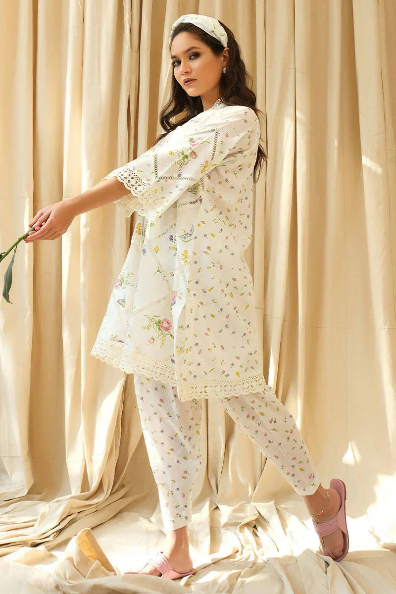 Farida Hassan - Luxury Lawn Embroidered 3 Piece Unstitched - Vanilla - Image 3