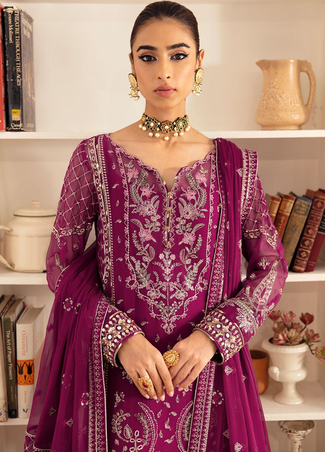 Gulaal Luxury Chiffon Embroidered Unstitched 3 Pc Suit Roheen GL 04 ROHEEN - Image 4