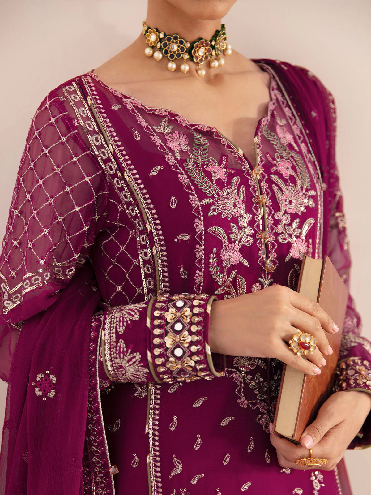Gulaal Luxury Chiffon Embroidered Unstitched 3 Pc Suit Roheen GL 04 ROHEEN - Image 6