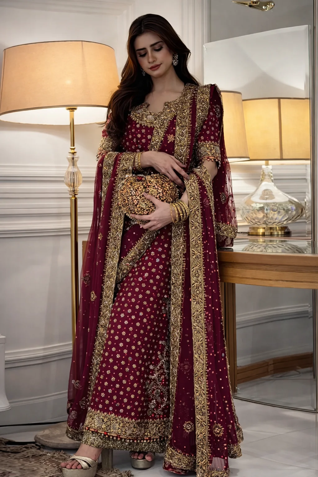 Haris Shakeel Luxury Chiffon Embroidered 3 Piece Unstitched - HR 69 Aisha Afridi - Image 2