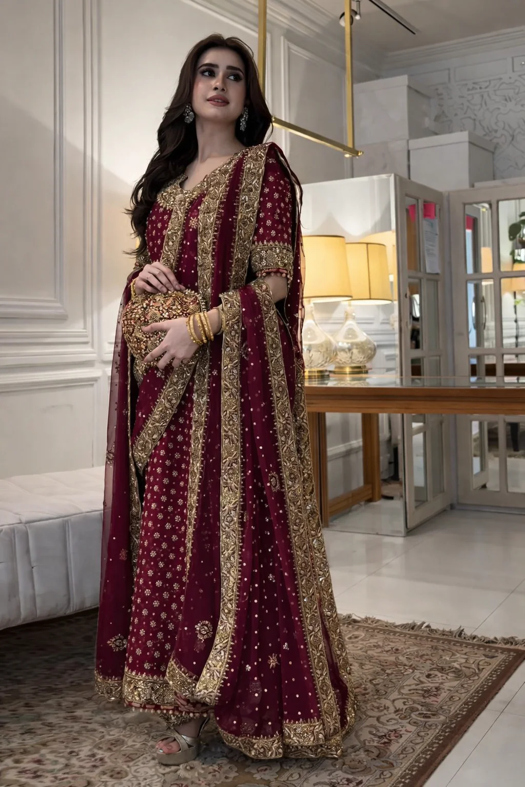 Haris Shakeel Luxury Chiffon Embroidered 3 Piece Unstitched - HR 69 Aisha Afridi - Image 3
