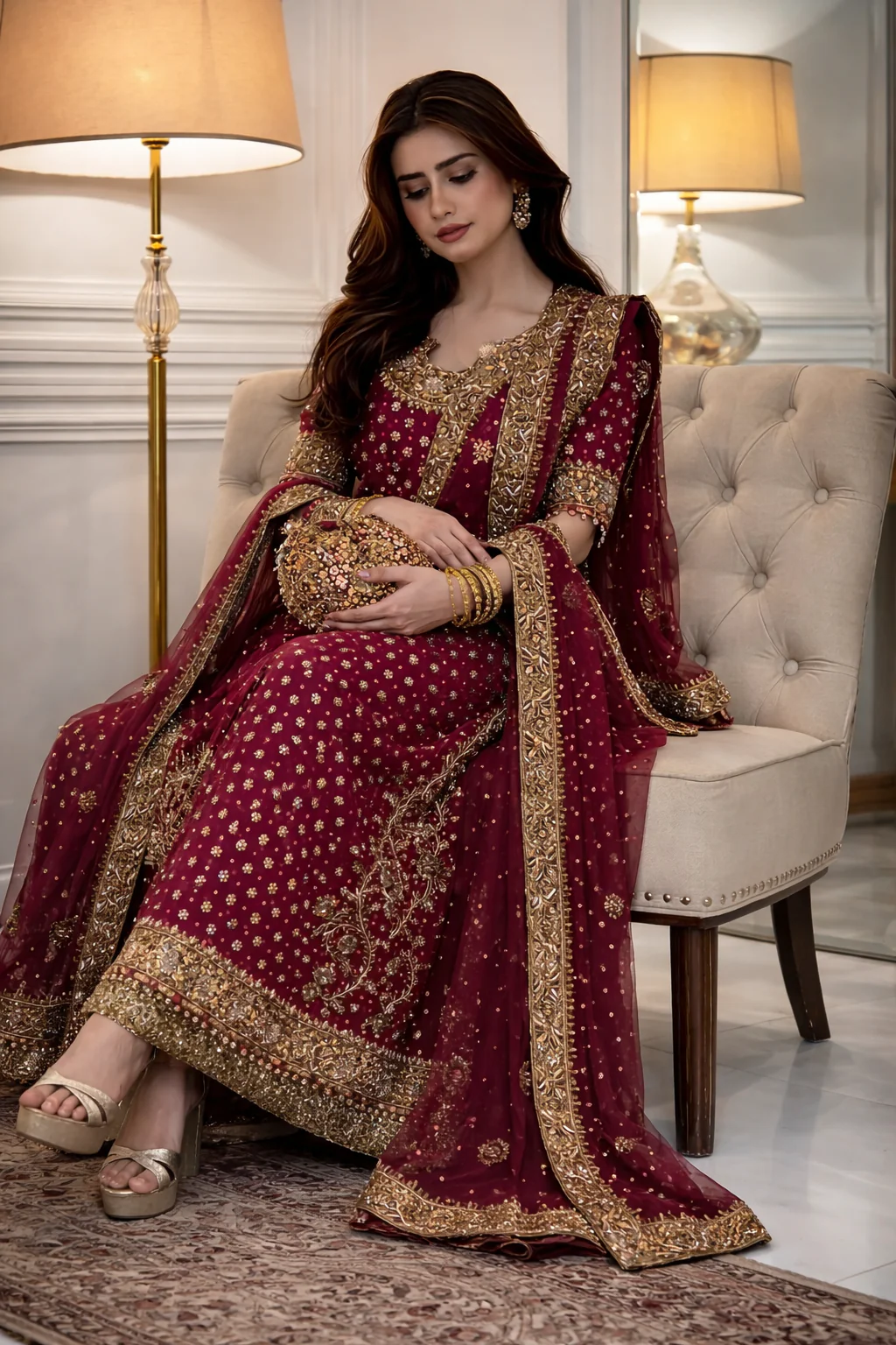 Haris Shakeel Luxury Chiffon Embroidered 3 Piece Unstitched - HR 69 Aisha Afridi - Image 4
