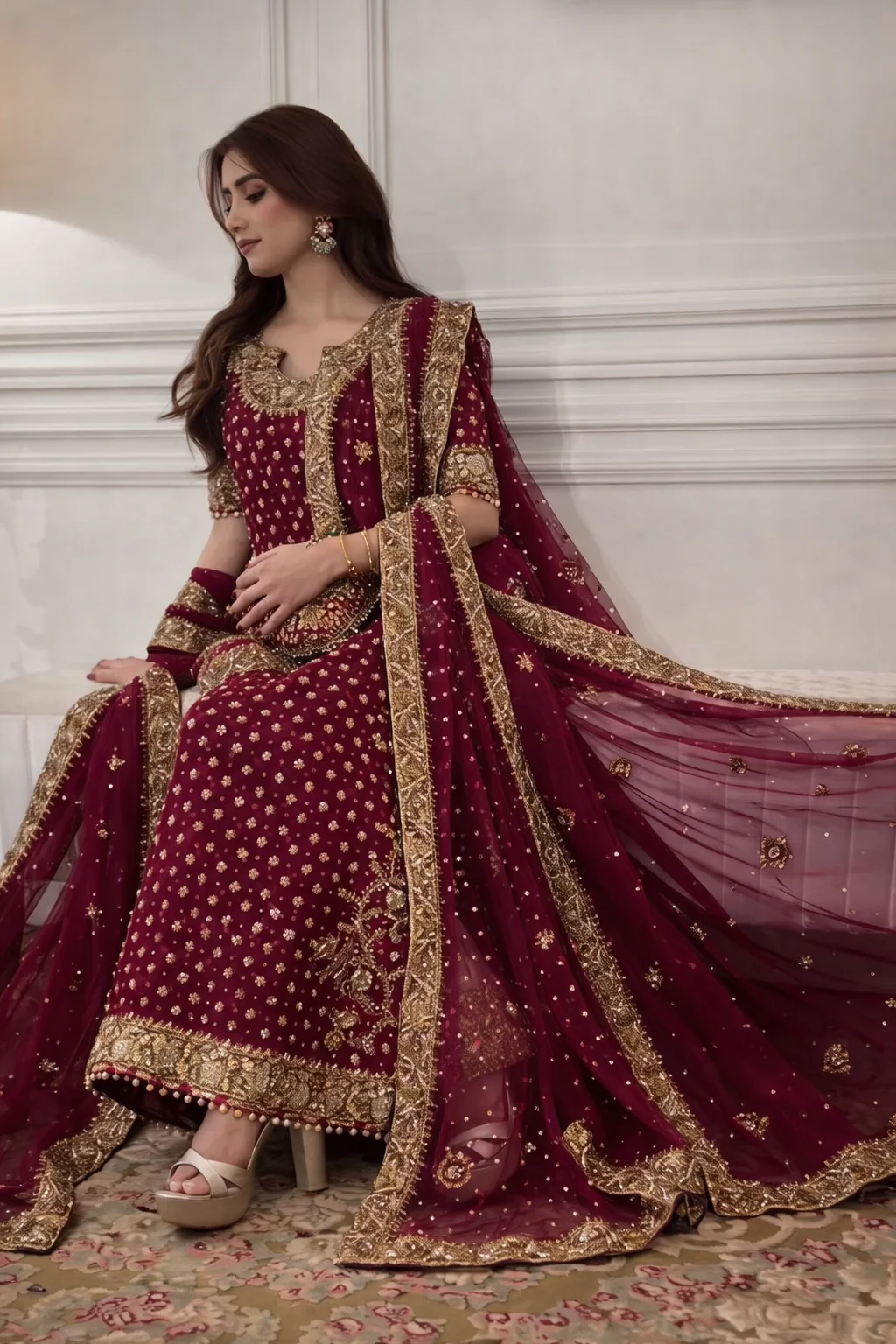 Haris Shakeel Luxury Chiffon Embroidered 3 Piece Unstitched - HR 69 Aisha Afridi - Image 5