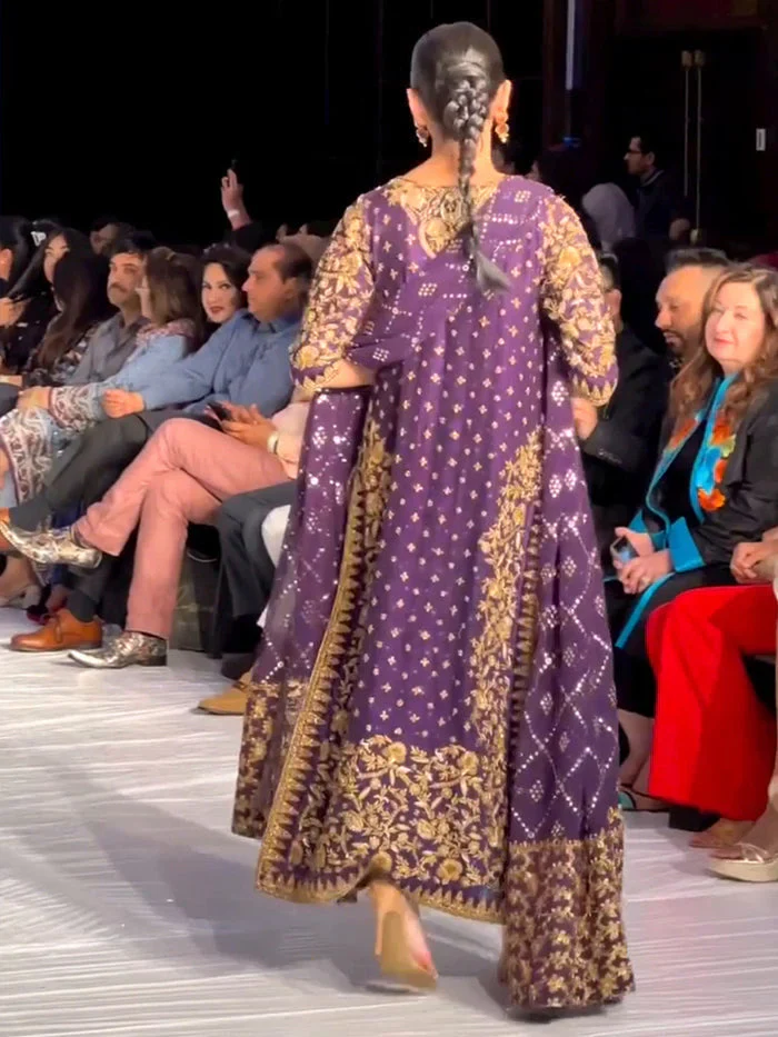 Haris Shakeel Luxury Embroidered Raw Silk Collection Purple AJ-03 - Image 4