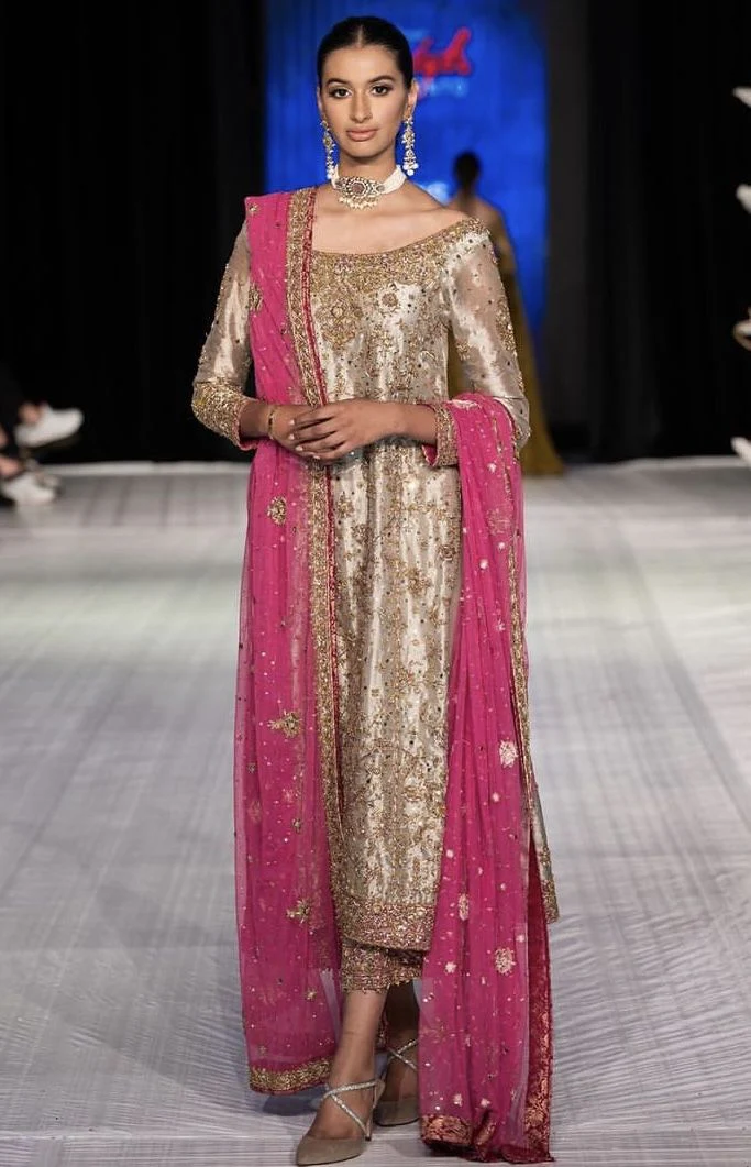 Haris Shakeel Mesuri Hand Embellished 3 Piece Unstitched Wedding Collection - Image 2
