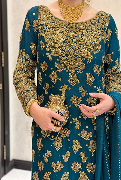 Haris Shakeel Luxury Brides Pure Chiffon 3 Piece Unstitched - Image 3