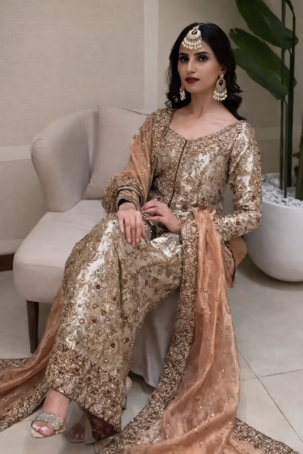 Haris Shakeel Pure Raw Silk Hand Embellished & Embroidered Suit DILRUBA - Image 3