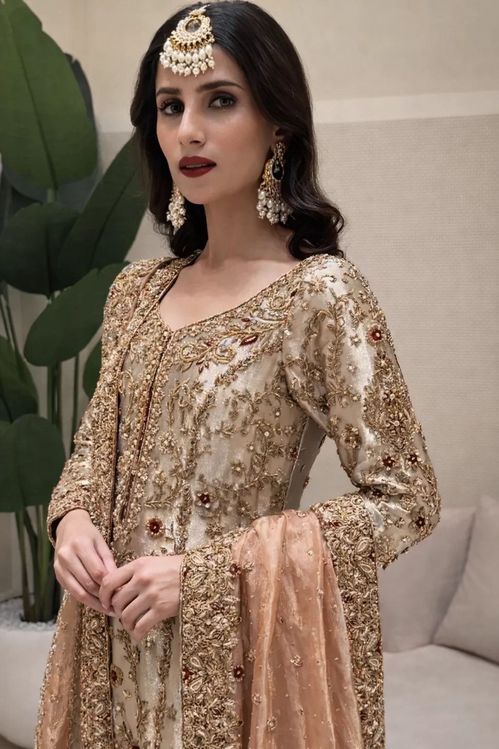 Haris Shakeel Pure Raw Silk Hand Embellished & Embroidered Suit DILRUBA - Image 5
