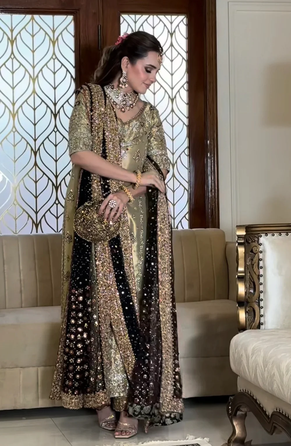 Haris Shakeel - Sumbul Iqbal - Luxury Myssory Embroidered 3 Piece Unstitched - Image 3