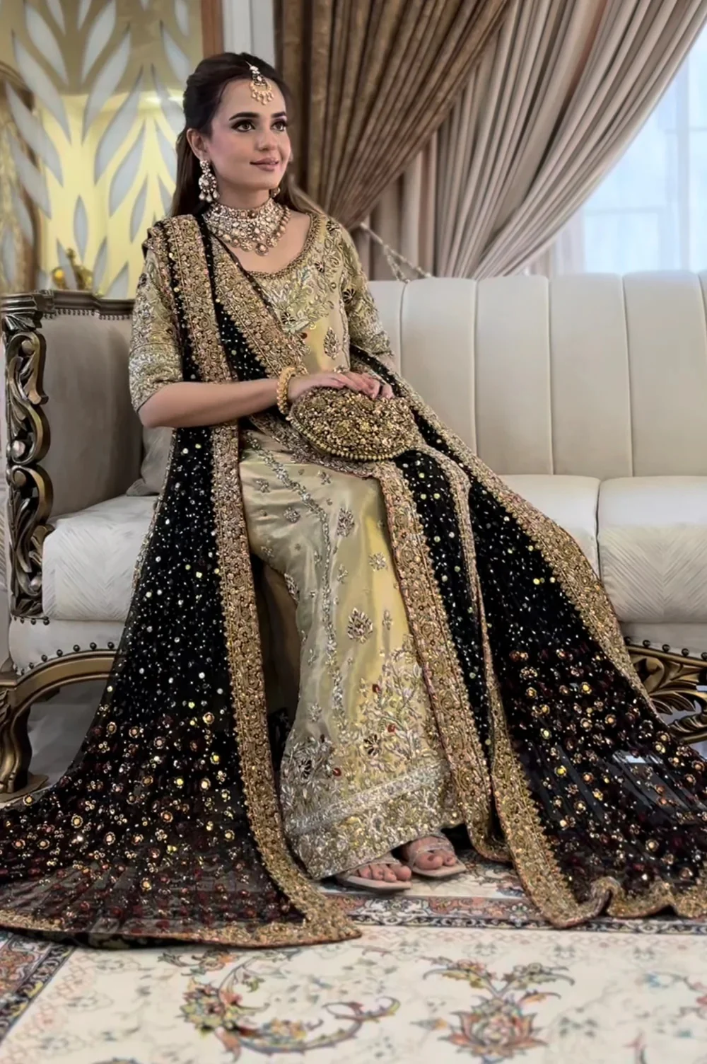 Haris Shakeel - Sumbul Iqbal - Luxury Myssory Embroidered 3 Piece Unstitched - Image 5