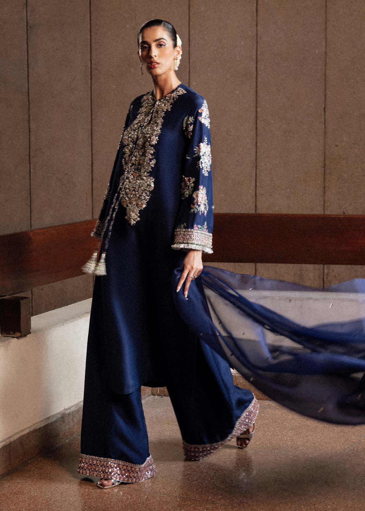 Hussain Rehar Festive Collection Unstitched 3 Pieces Raw Silk SAXE - Image 2