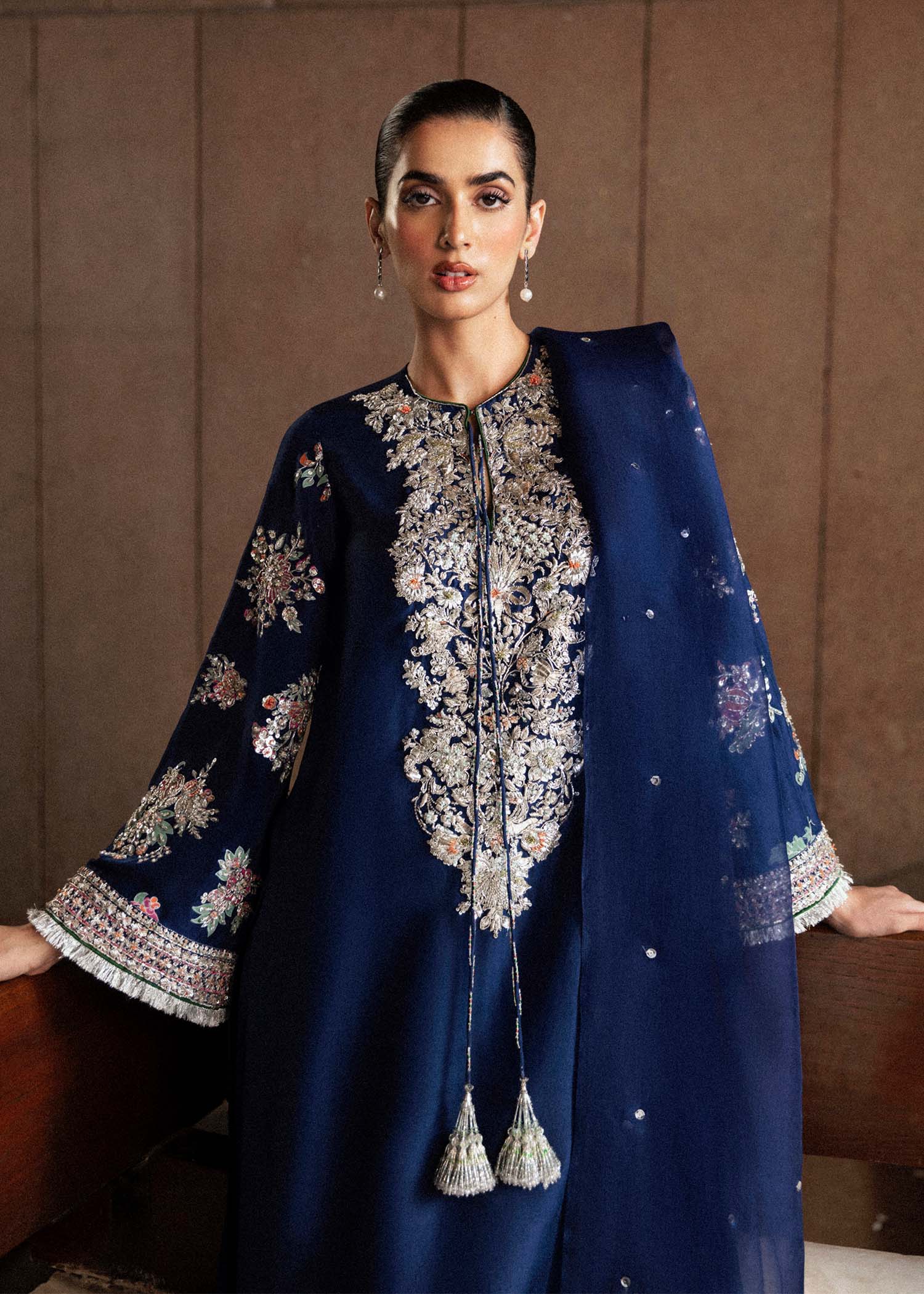 Hussain Rehar Festive Collection Unstitched 3 Pieces Raw Silk SAXE - Image 3