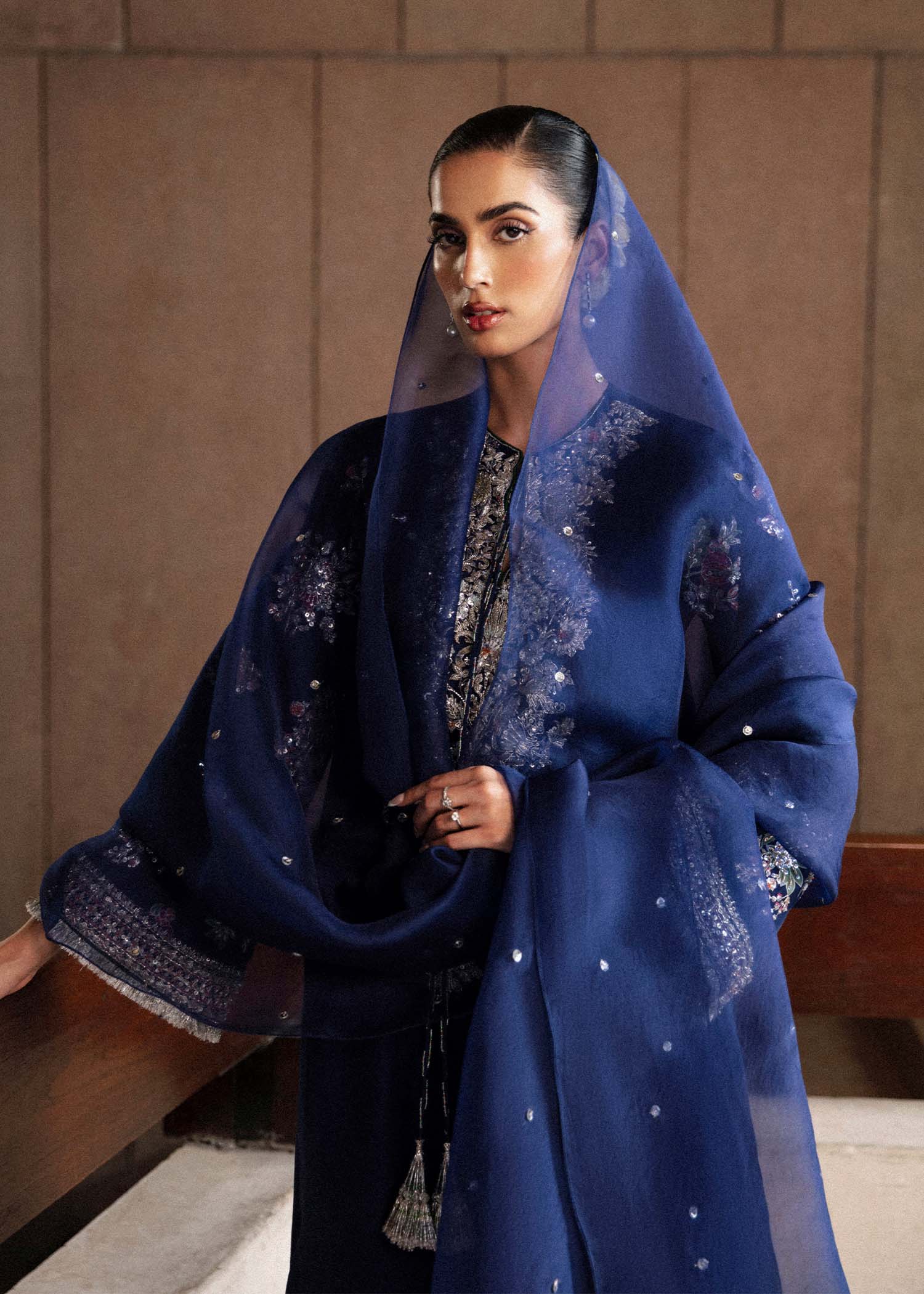 Hussain Rehar Festive Collection Unstitched 3 Pieces Raw Silk SAXE - Image 4