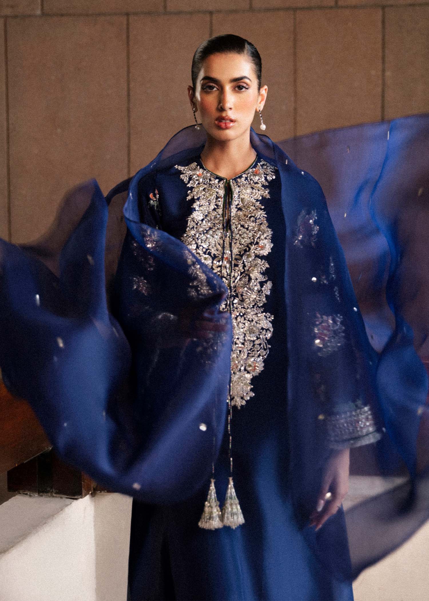 Hussain Rehar Festive Collection Unstitched 3 Pieces Raw Silk SAXE - Image 5