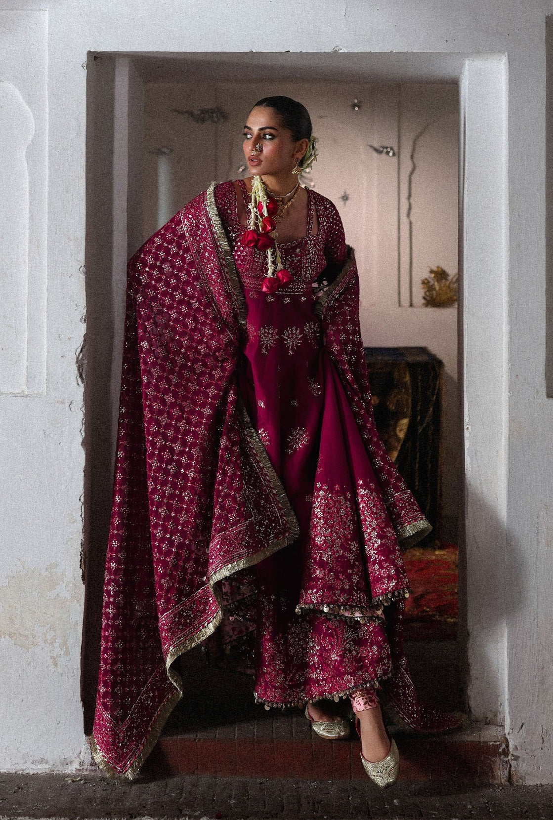 Hussain Rehar - Luxury Raw Silk Embroidered 3 Piece Unstitched - Gulpanra - Image 2