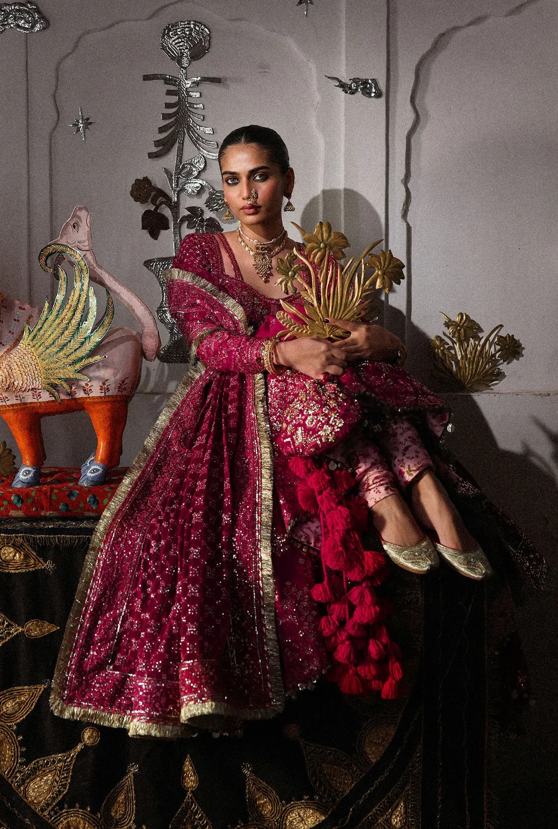 Hussain Rehar - Luxury Raw Silk Embroidered 3 Piece Unstitched - Gulpanra - Image 3