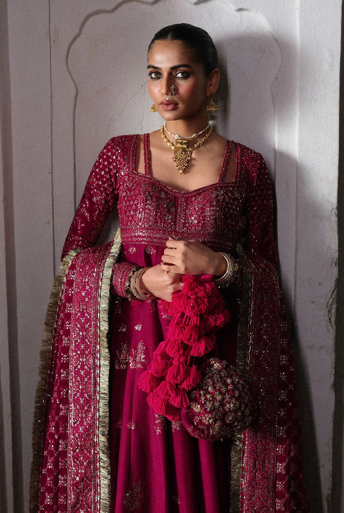 Hussain Rehar - Luxury Raw Silk Embroidered 3 Piece Unstitched - Gulpanra - Image 4
