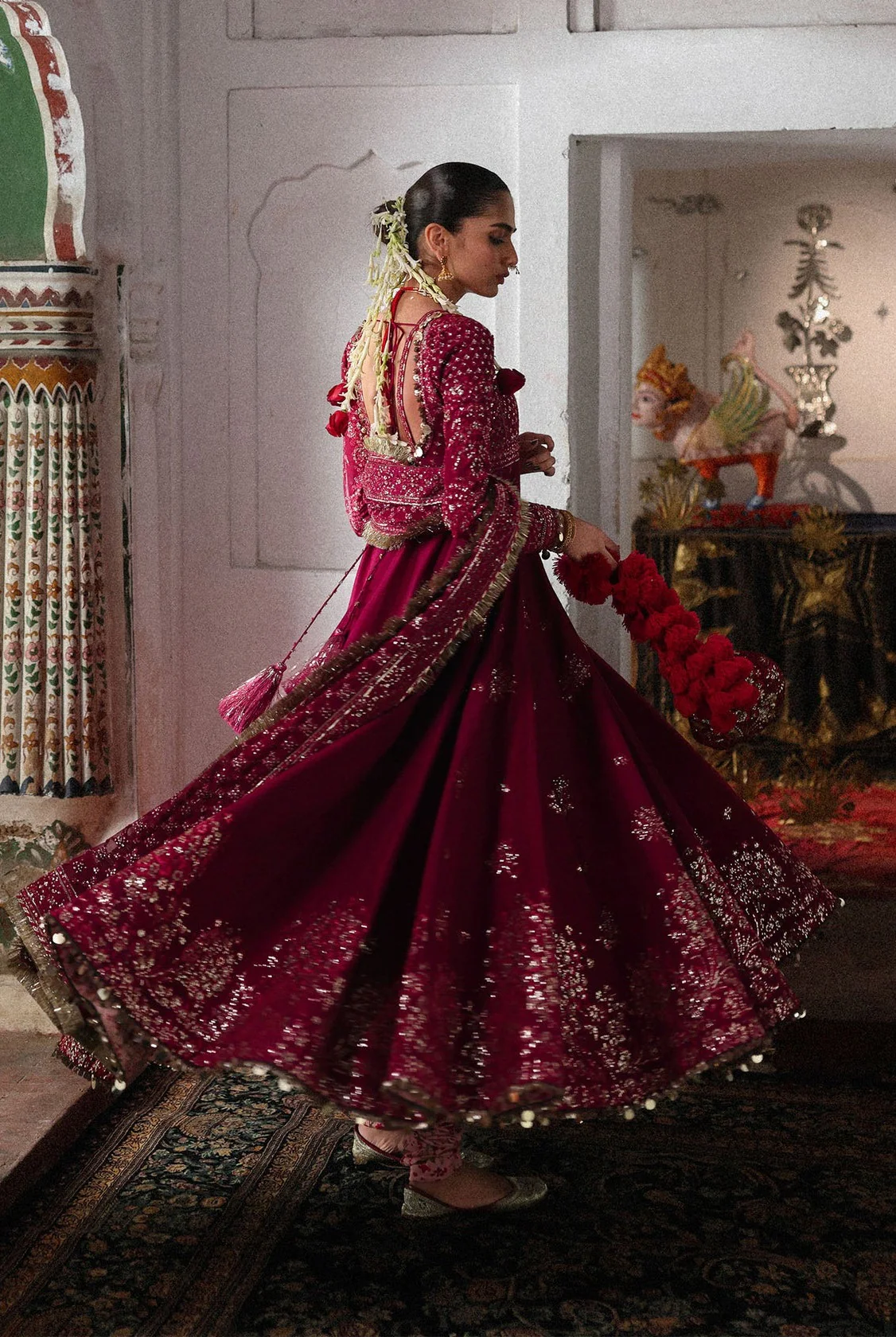 Hussain Rehar - Luxury Raw Silk Embroidered 3 Piece Unstitched - Gulpanra - Image 5