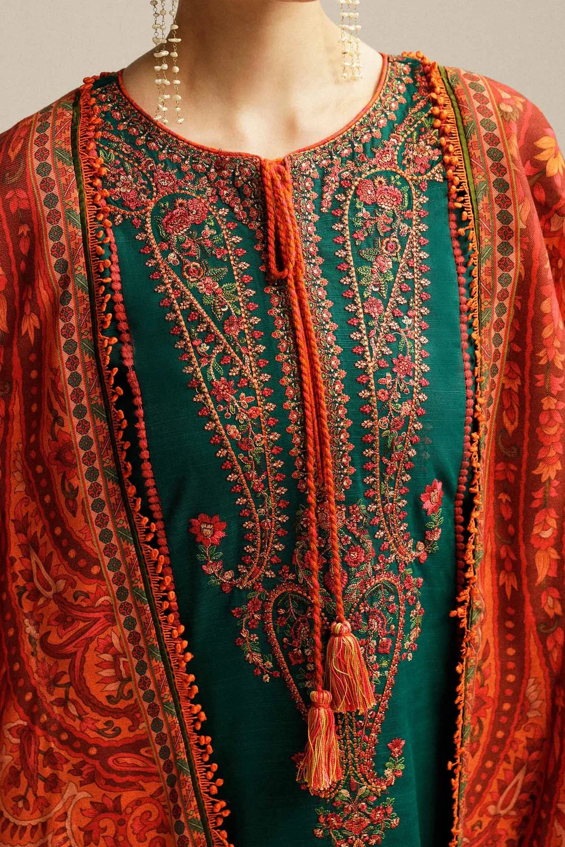 Hussain Rehar - Luxury Lawn Embroidered 3 Piece Unstitched - Marjaan - Image 2