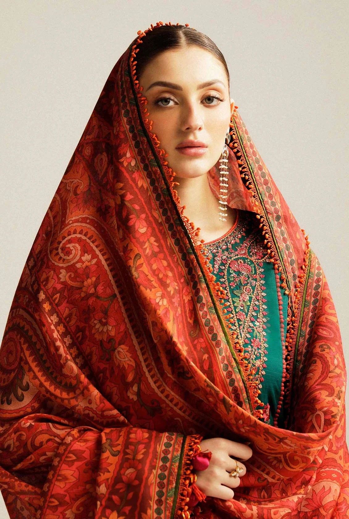 Hussain Rehar - Luxury Lawn Embroidered 3 Piece Unstitched - Marjaan - Image 7